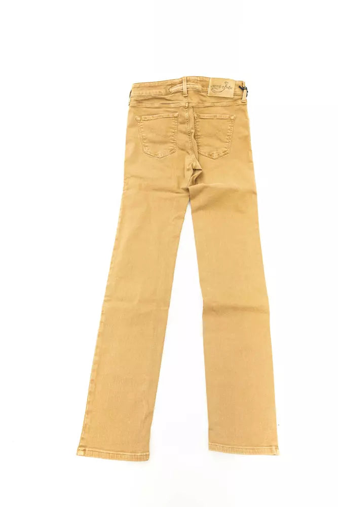 Beige Baumwolljeans für Damen