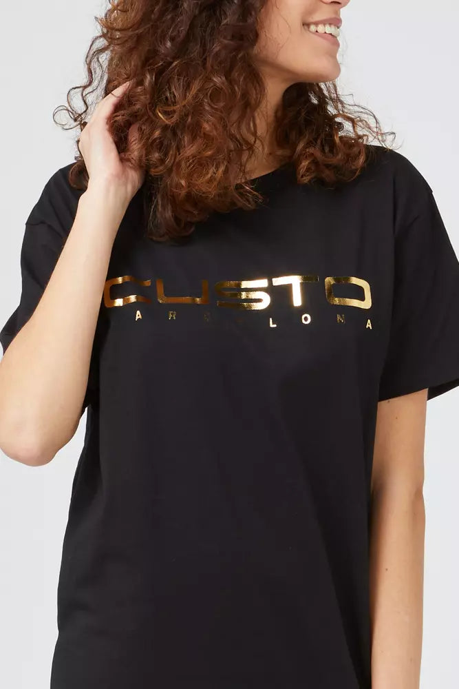 Schwarzes Damen-T-Shirt aus Baumwolle