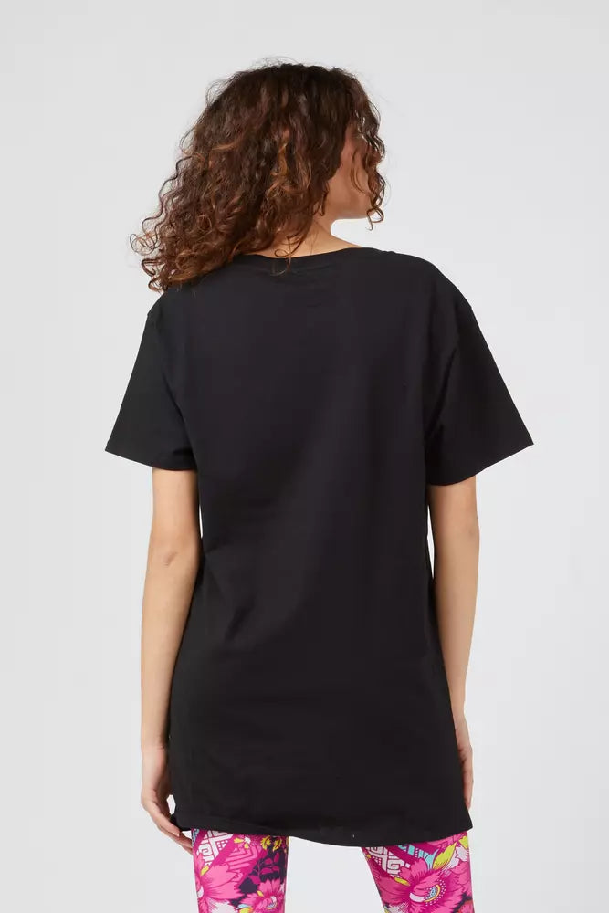 Schwarzes Damen-T-Shirt aus Baumwolle