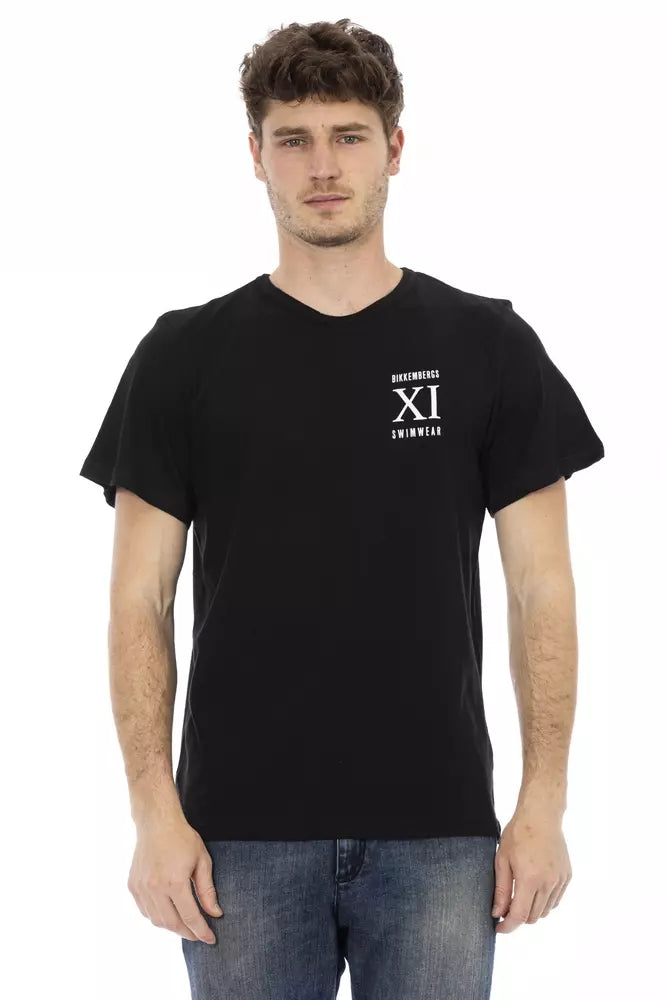 Schwarzes Herren-T-Shirt aus Baumwolle