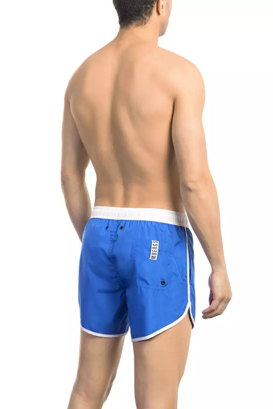 Pantaloncini da bagno da uomo in poliestere blu