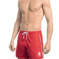 Red Polyester Men Swim Short