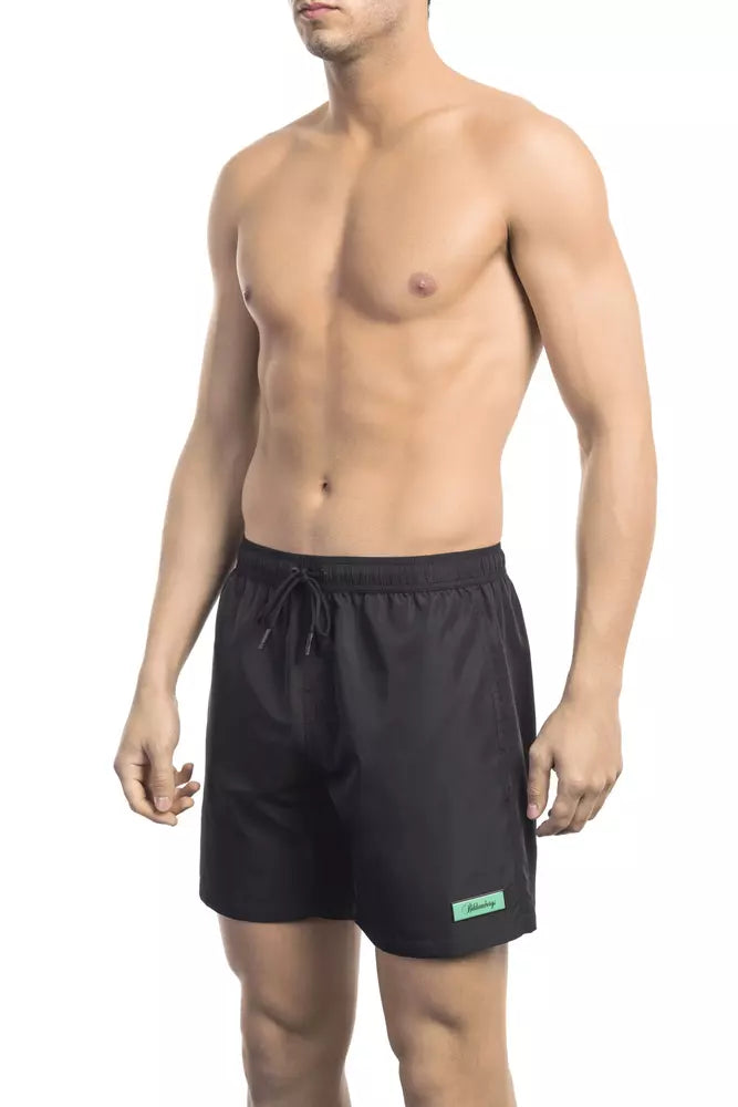 Schwarze Polyester-Badeshorts für Herren