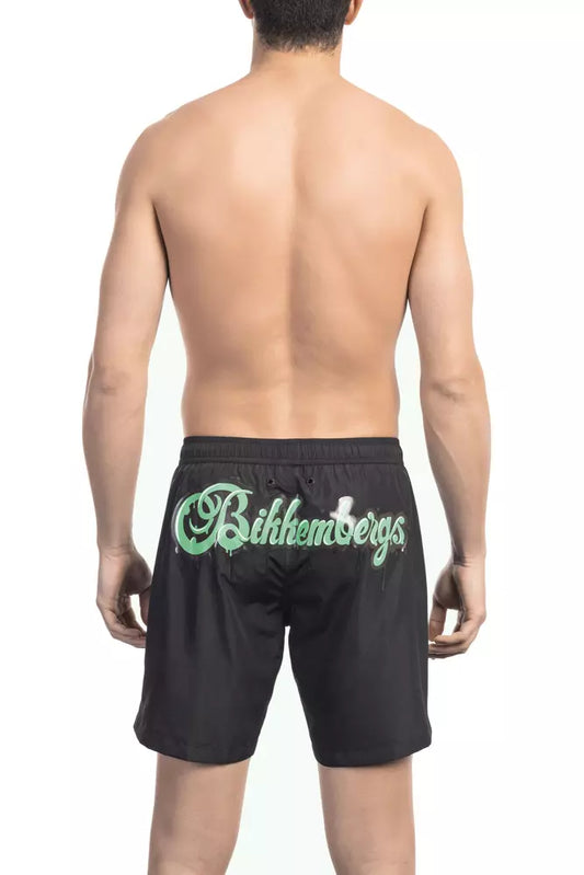 Schwarze Polyester-Badeshorts für Herren