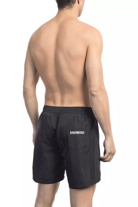 Schwarze Polyester-Badeshorts für Herren