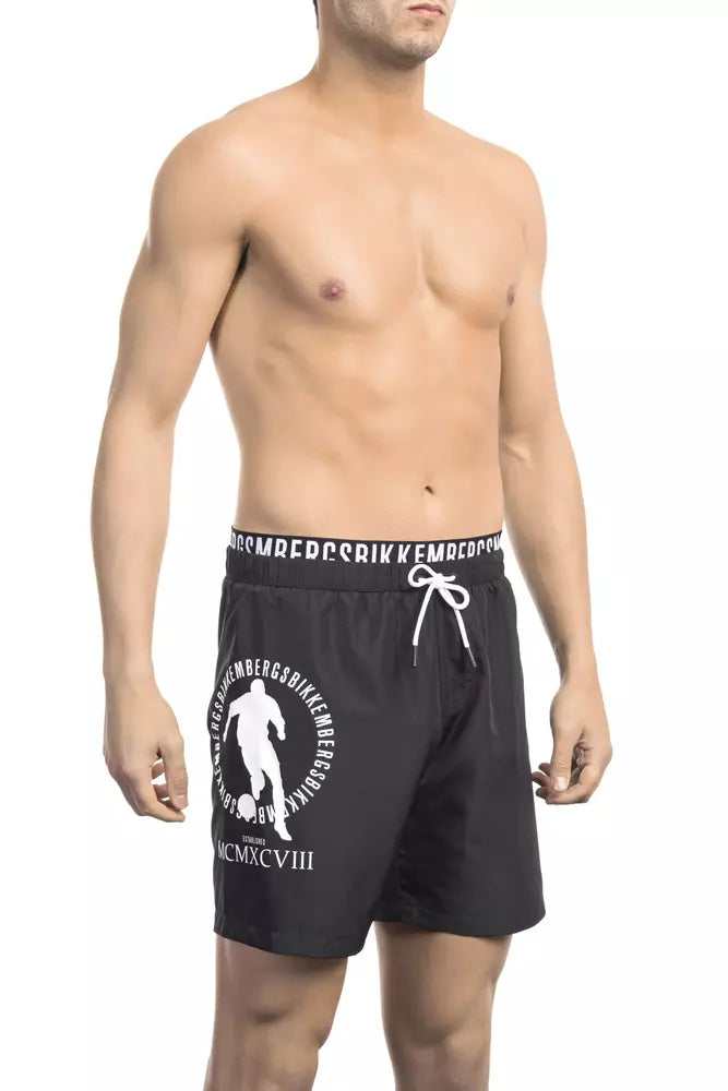 Schwarze Polyester-Badeshorts für Herren