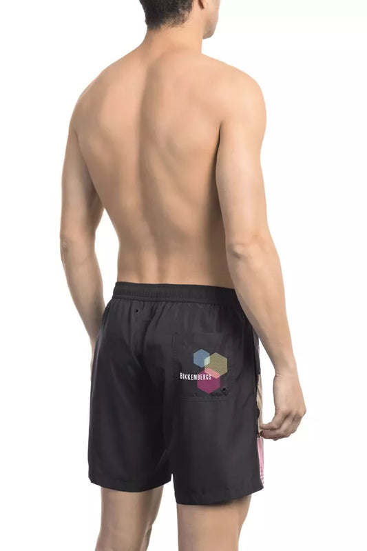 Schwarze Polyester-Badeshorts für Herren