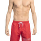 Red Polyester Men Swim Short