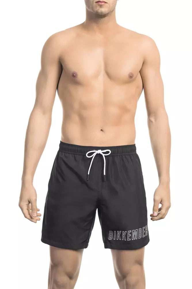 Schwarze Polyester-Badeshorts für Herren