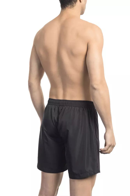 Schwarze Polyester-Badeshorts für Herren