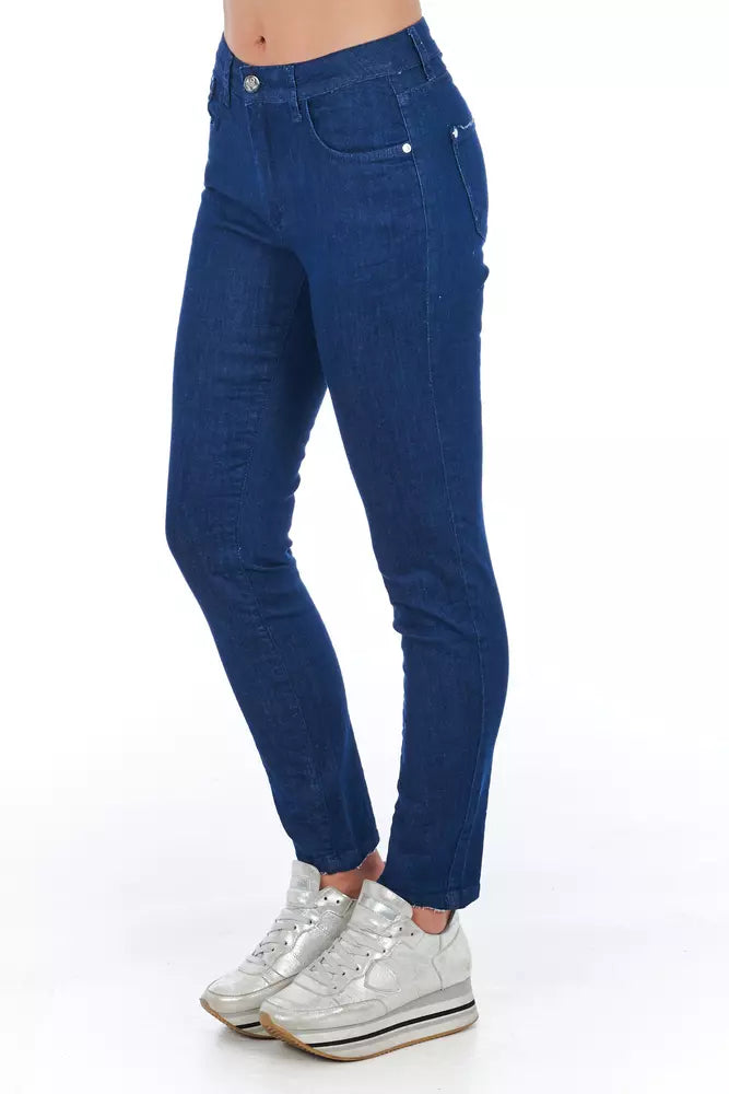Blaue Skinny-Jeans aus Baumwolle für Damen