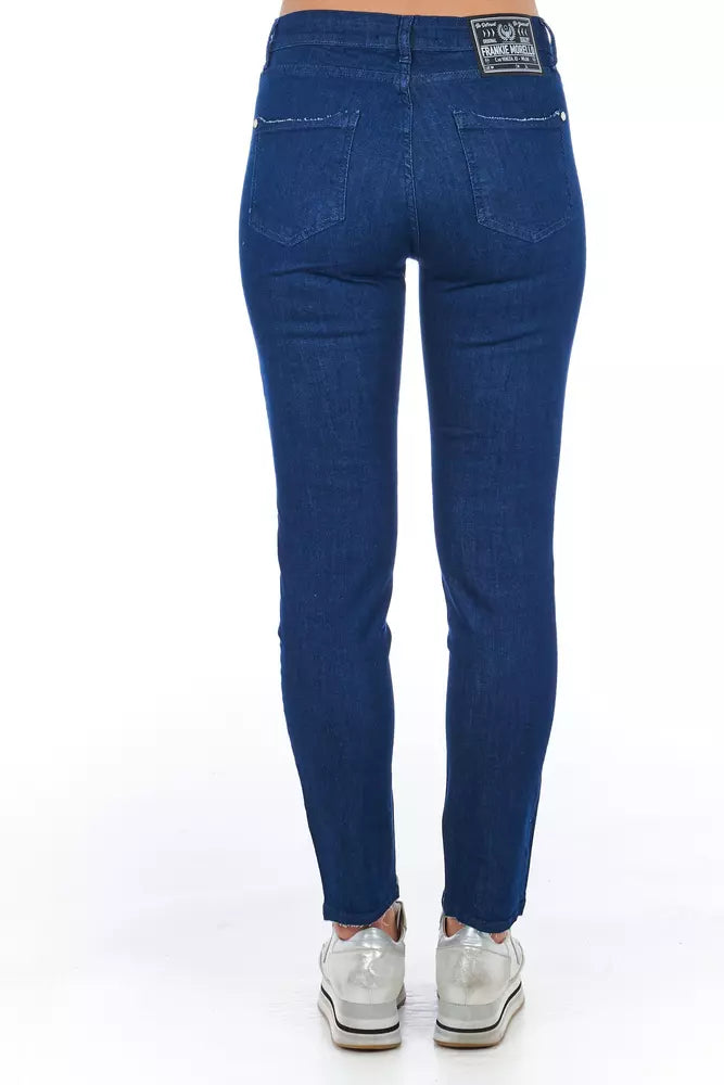 Blaue Skinny-Jeans aus Baumwolle für Damen
