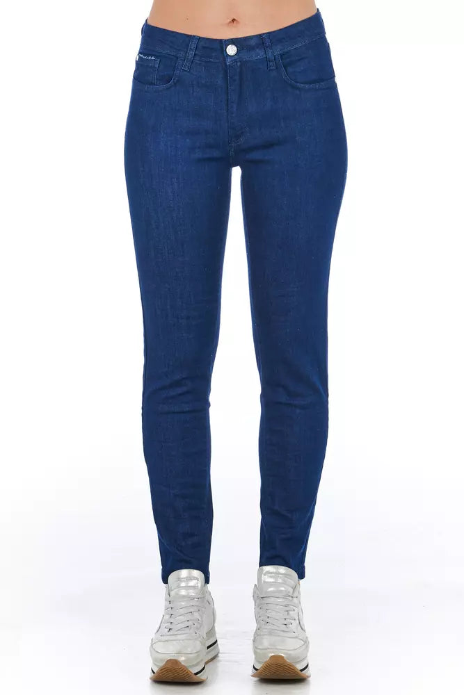Blaue Skinny-Jeans aus Baumwolle für Damen