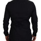 Elegantes schwarzes Slim Fit Hemd mit Kronenstickerei