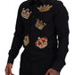 Elegantes schwarzes Slim Fit Hemd mit Kronenstickerei