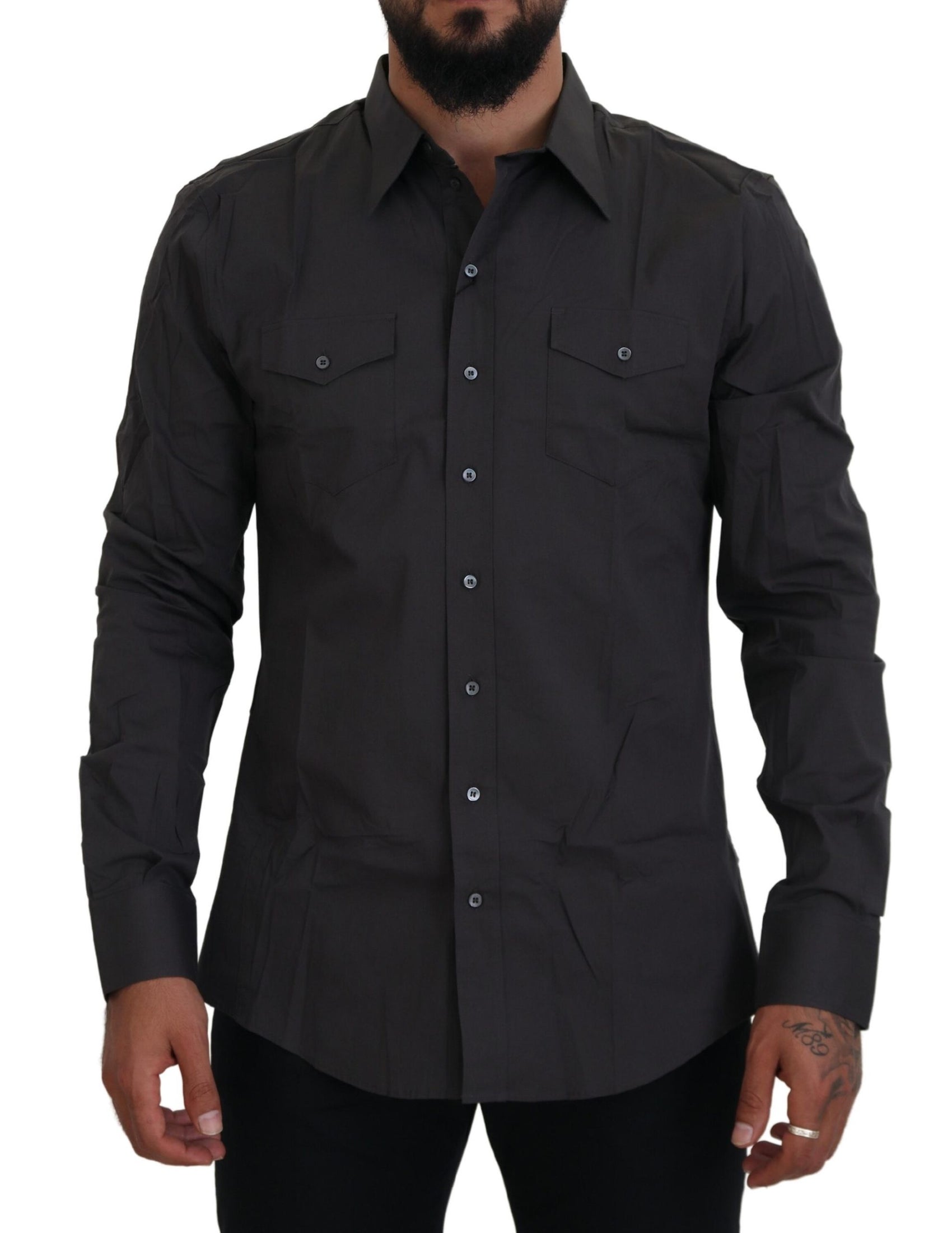 Elegantes, graues Slim Fit-Hemd „Sicilia“