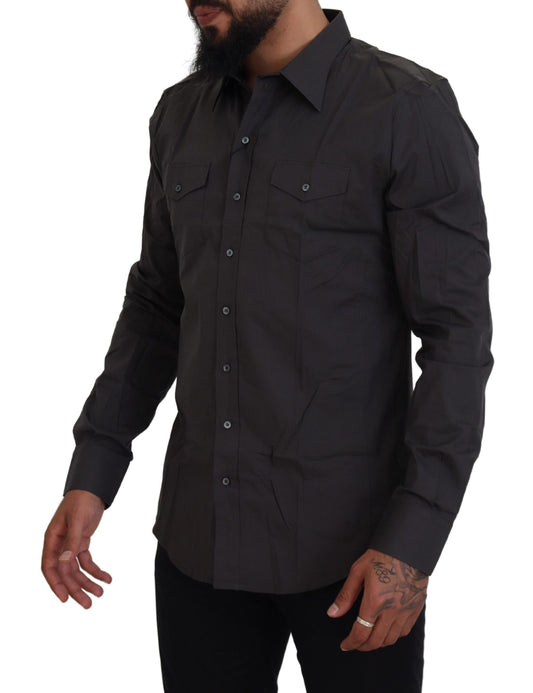 Elegantes, graues Slim Fit-Hemd „Sicilia“