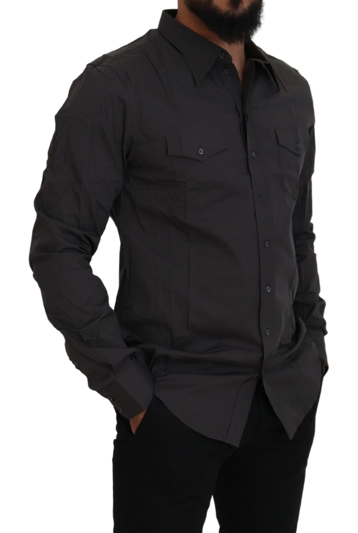 Elegantes, graues Slim Fit-Hemd „Sicilia“
