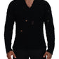 Eleganter schwarzer Pullover aus Wollmischung mit V-Ausschnitt