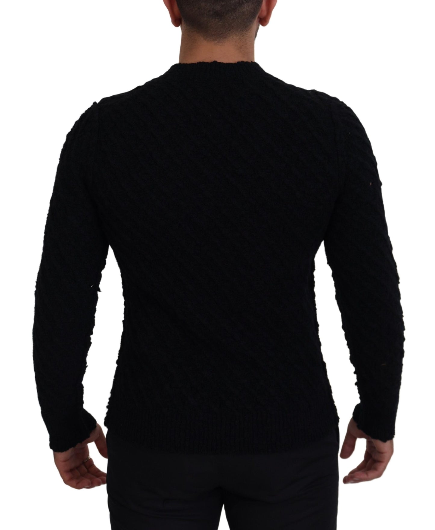 Eleganter schwarzer Pullover aus Wollmischung mit V-Ausschnitt