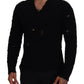 Eleganter schwarzer Pullover aus Wollmischung mit V-Ausschnitt