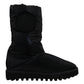 Elegante halbhohe Stiefel aus schwarzem Polyester