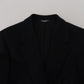 Elegant Single Breasted Black Wool Blazer