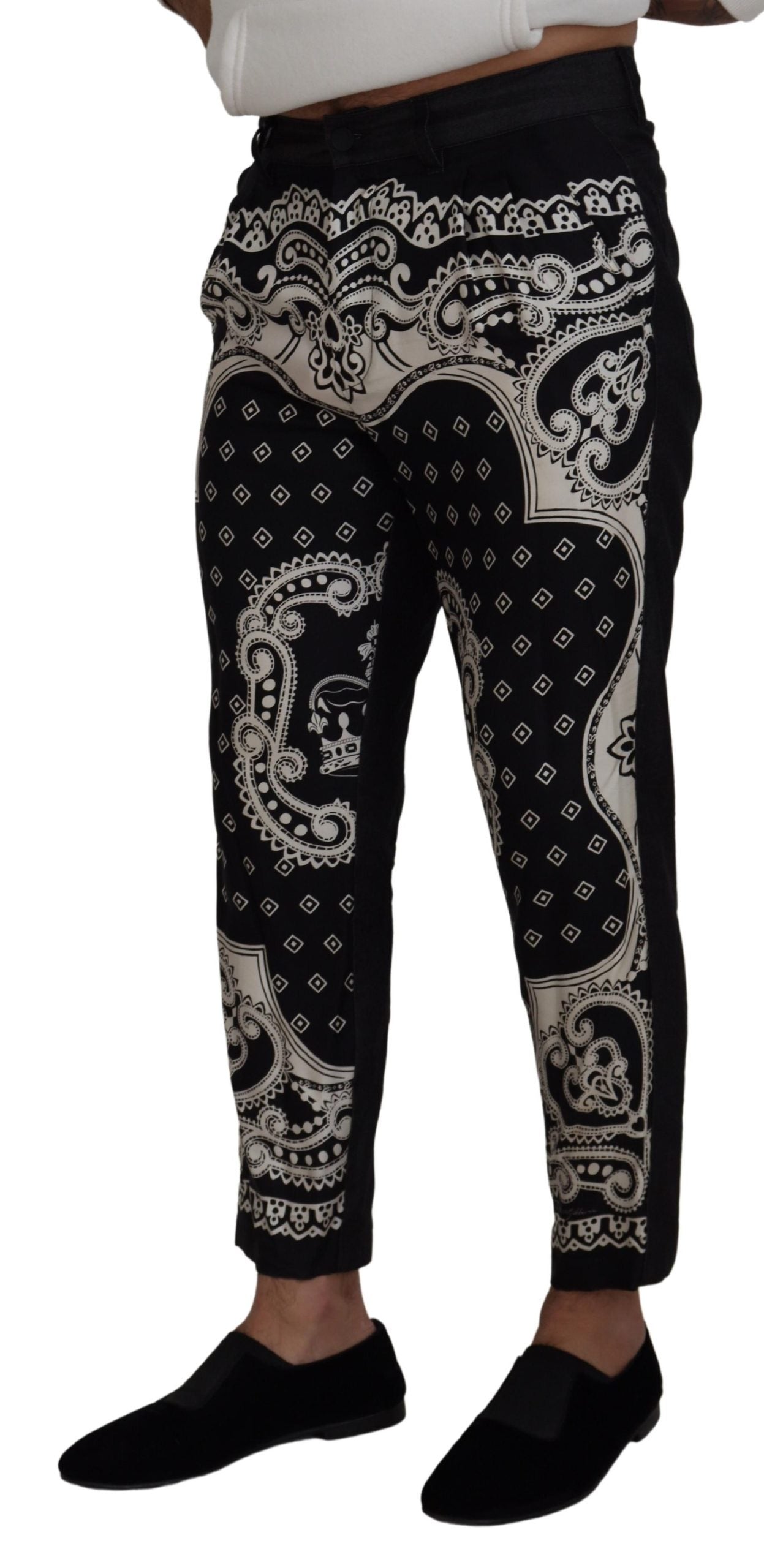 Elegante Hose aus Seide und Baumwolle mit Bandana-Print