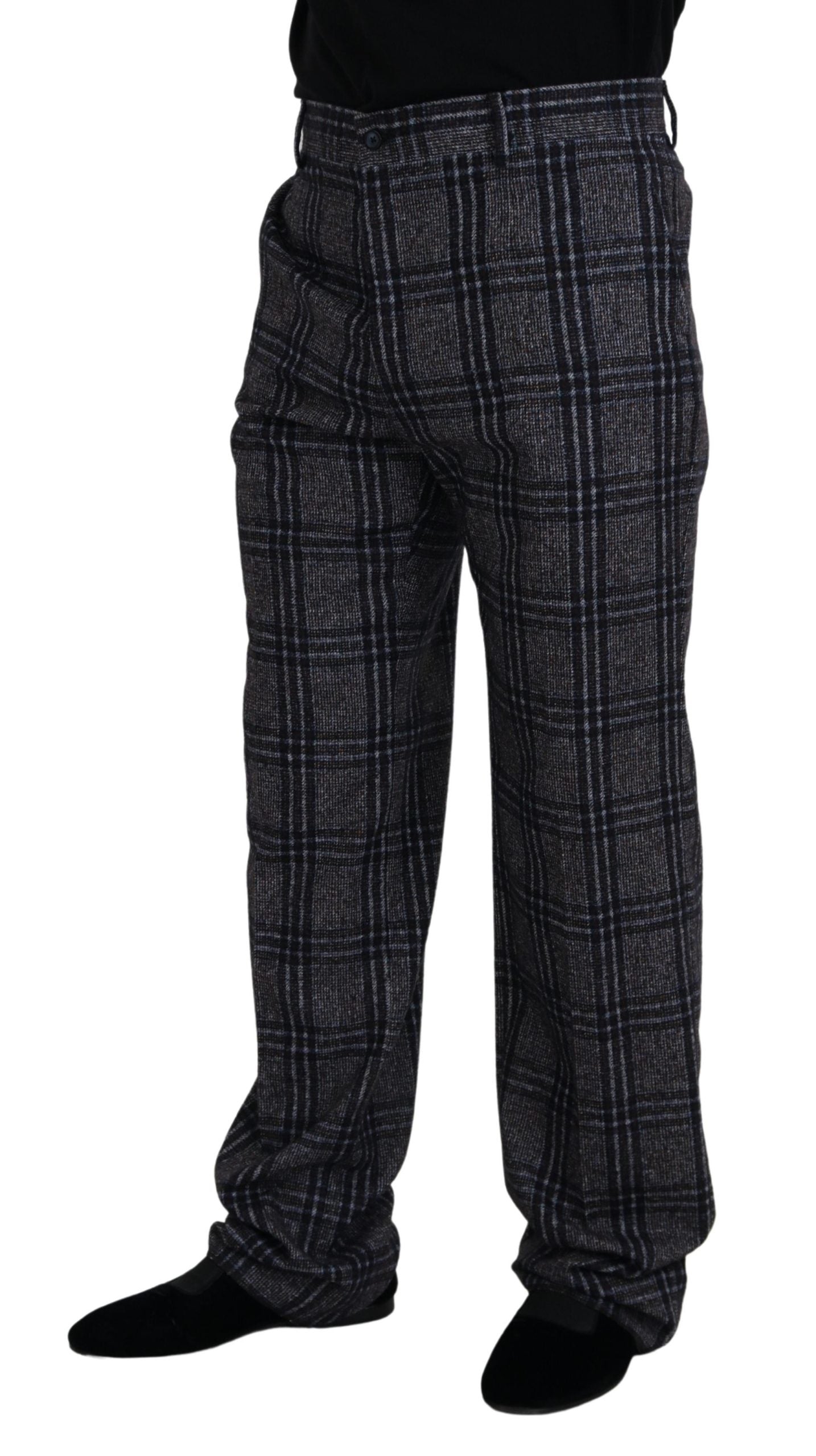 Elegante Hose aus grau kariertem Alpaka-Mix