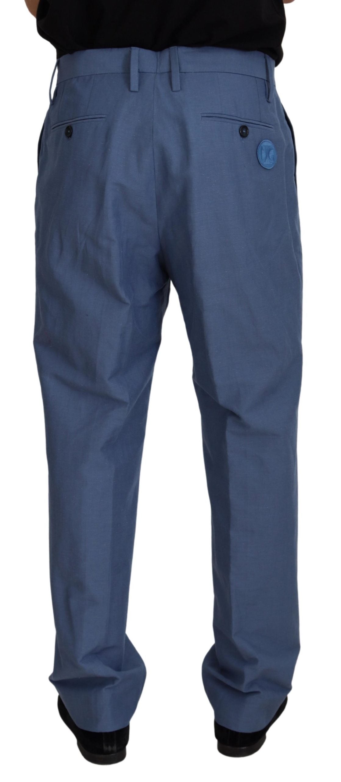 Elegante blaue Hose aus Leinen-Baumwoll-Mischgewebe