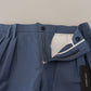 Elegante blaue Hose aus Leinen-Baumwoll-Mischgewebe