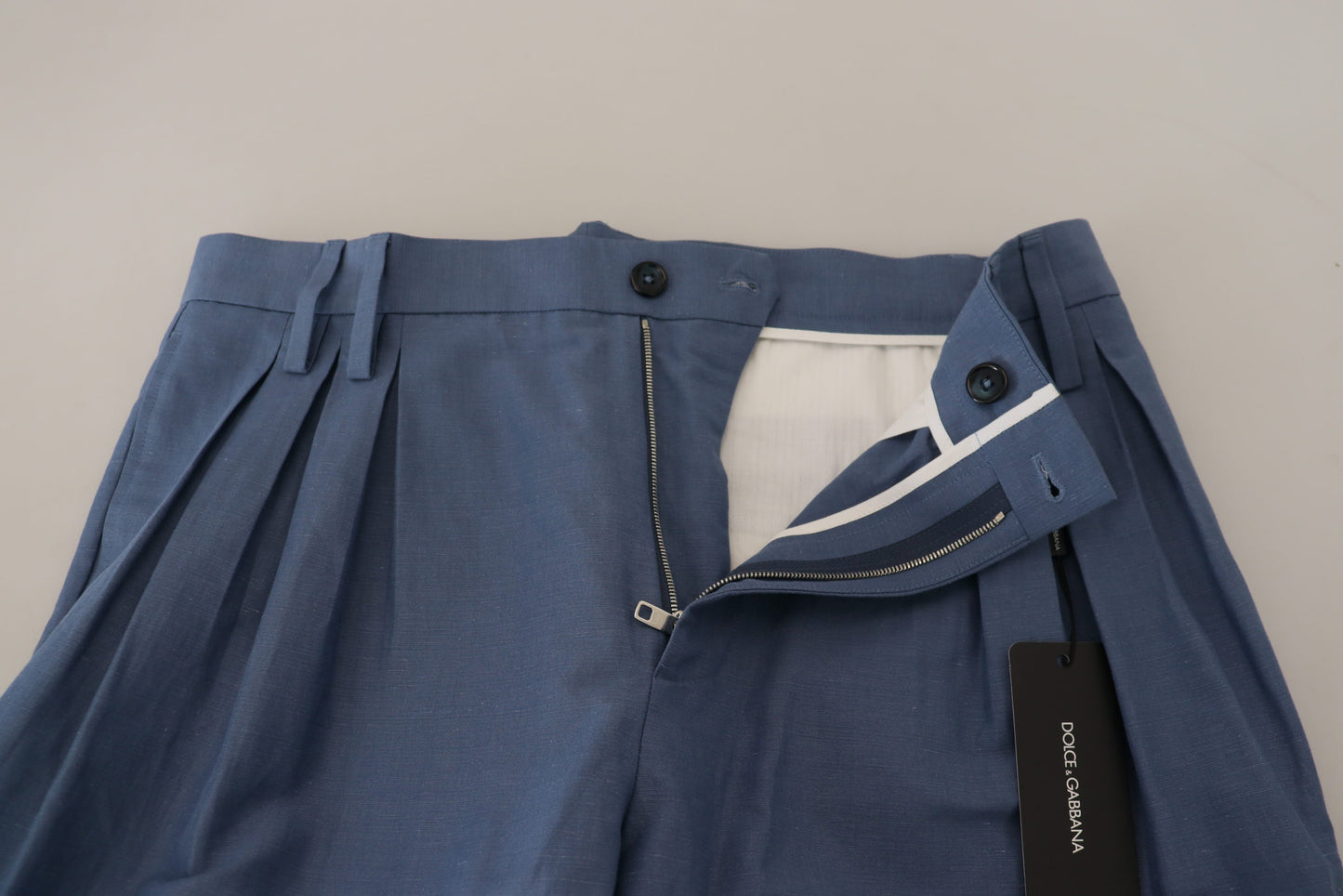 Elegante blaue Hose aus Leinen-Baumwoll-Mischgewebe
