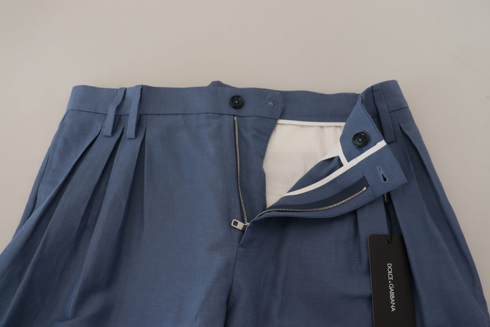 Elegante blaue Hose aus Leinen-Baumwoll-Mischgewebe