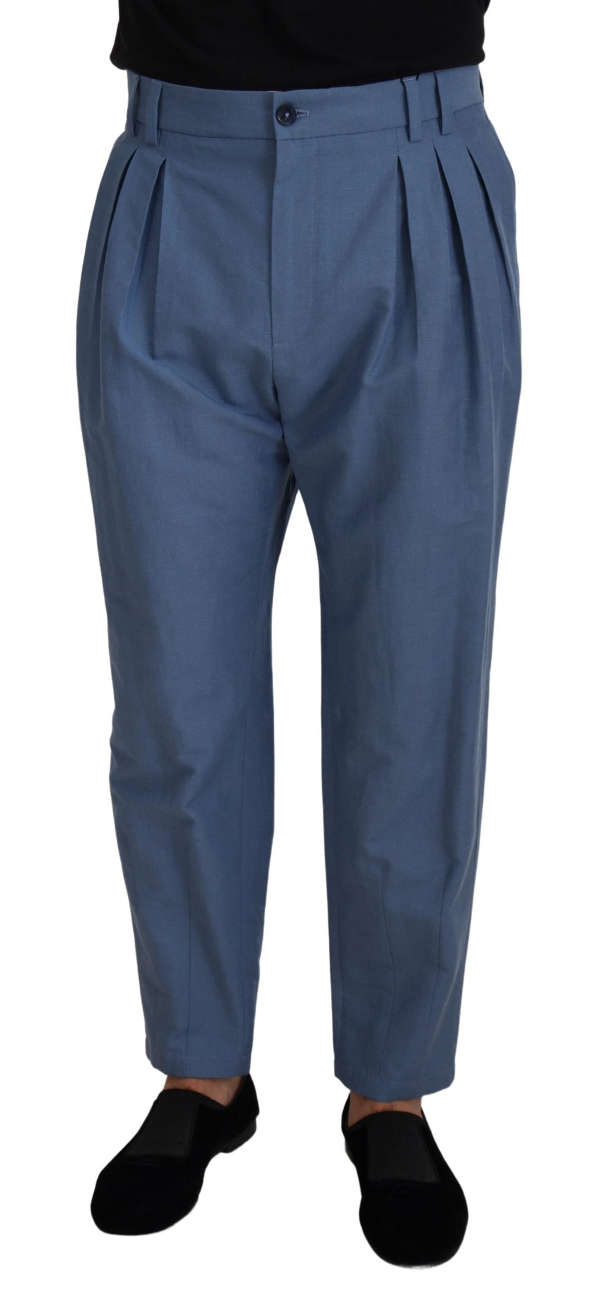 Elegante blaue Leinen-Baumwollhose