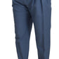 Elegante blaue Leinen-Baumwollhose