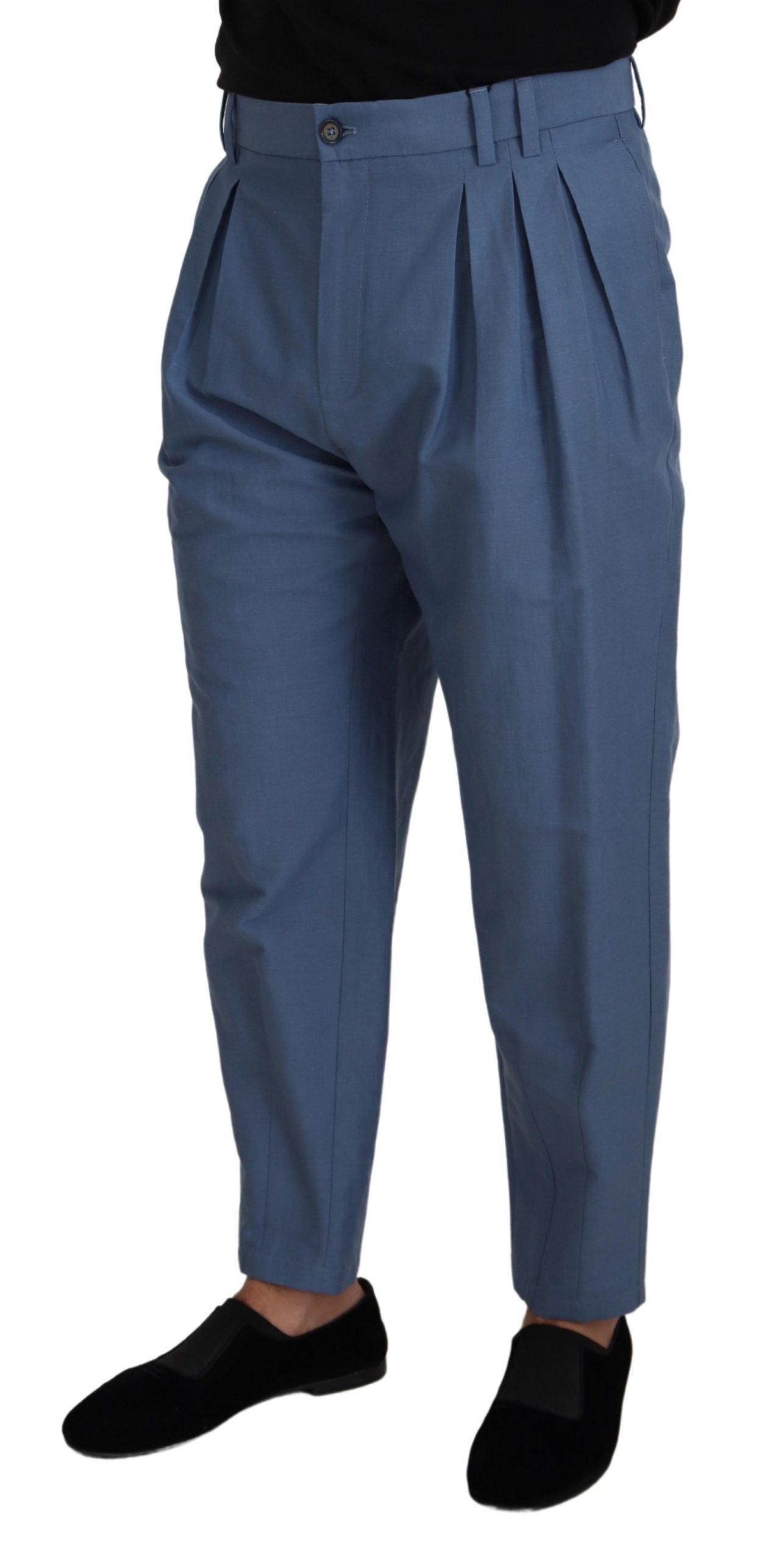 Elegante blaue Leinen-Baumwollhose
