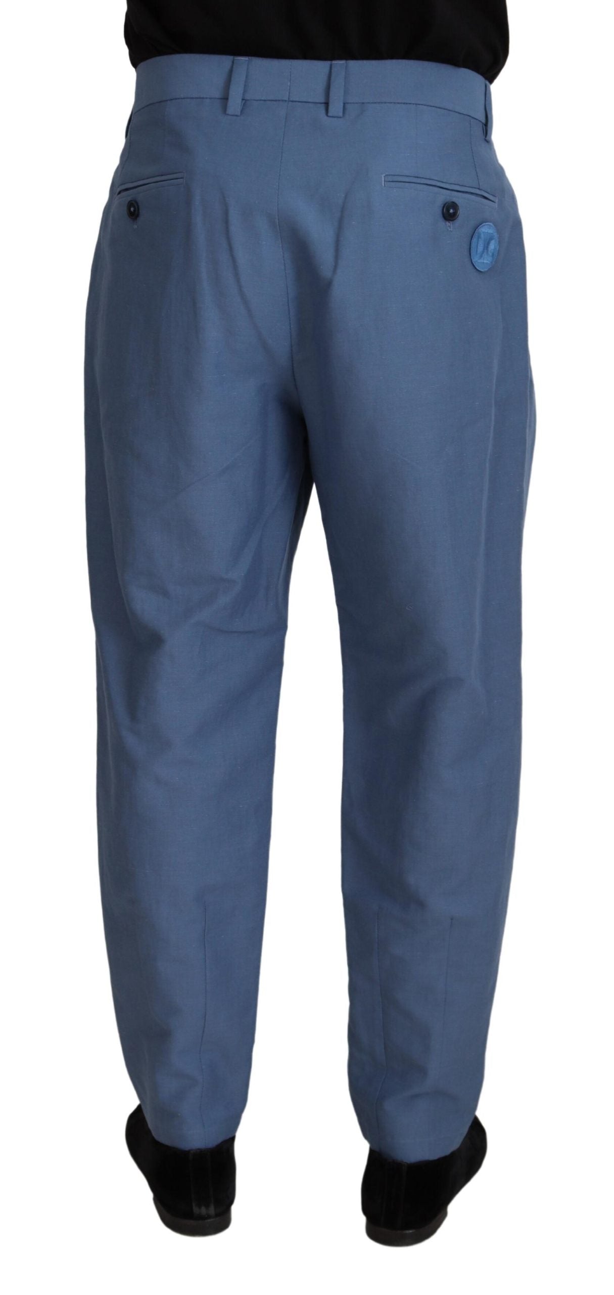 Elegante blaue Leinen-Baumwollhose