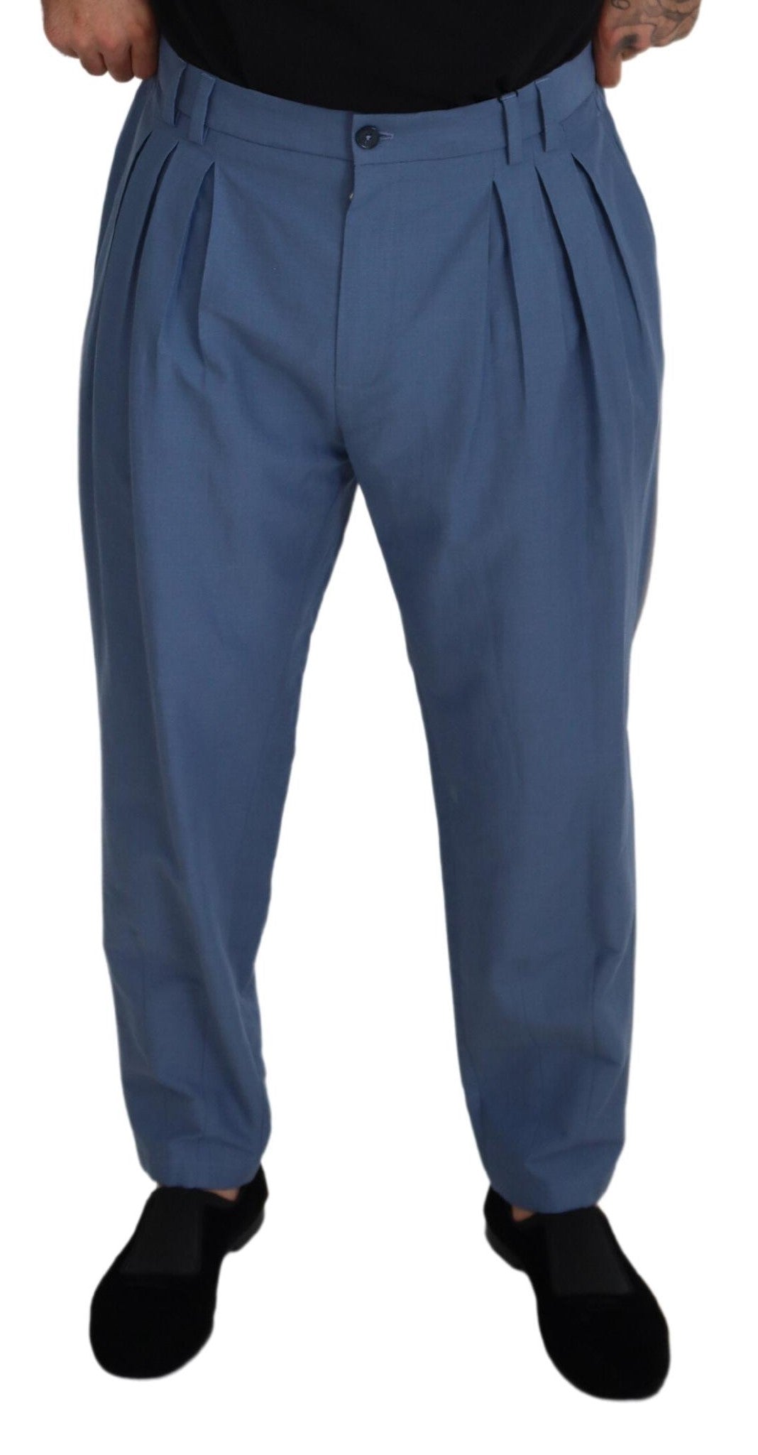 Elegante blaue Leinen-Baumwollhose