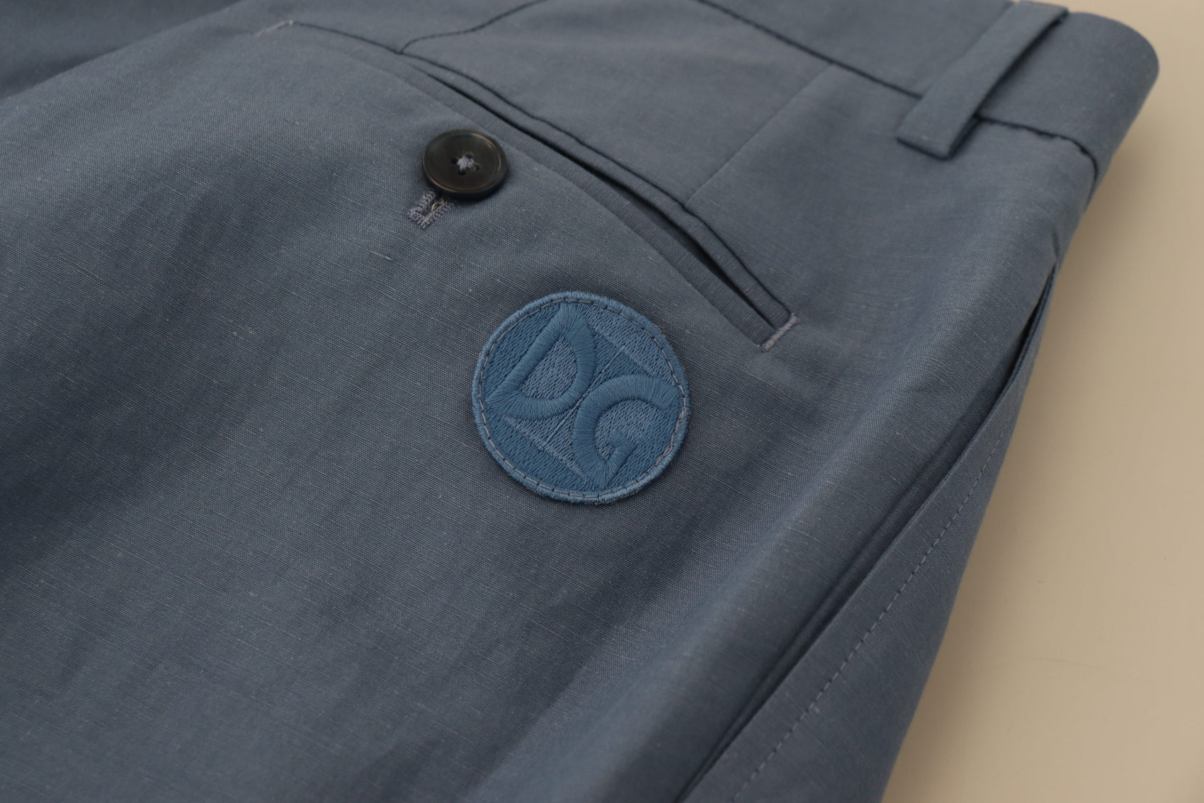 Elegante blaue Leinen-Baumwollhose