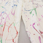 Schicke weiße Jeanshose mit Spritzer-Print