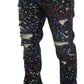 Elegante Jeanshose mit mehrfarbigem Print