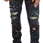 Elegante Jeanshose mit mehrfarbigem Print