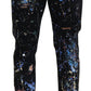 Exquisite Jeanshose mit Farbspritzer-Print