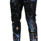 Exquisite Jeanshose mit Farbspritzer-Print