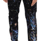 Exquisite Jeanshose mit Farbspritzer-Print