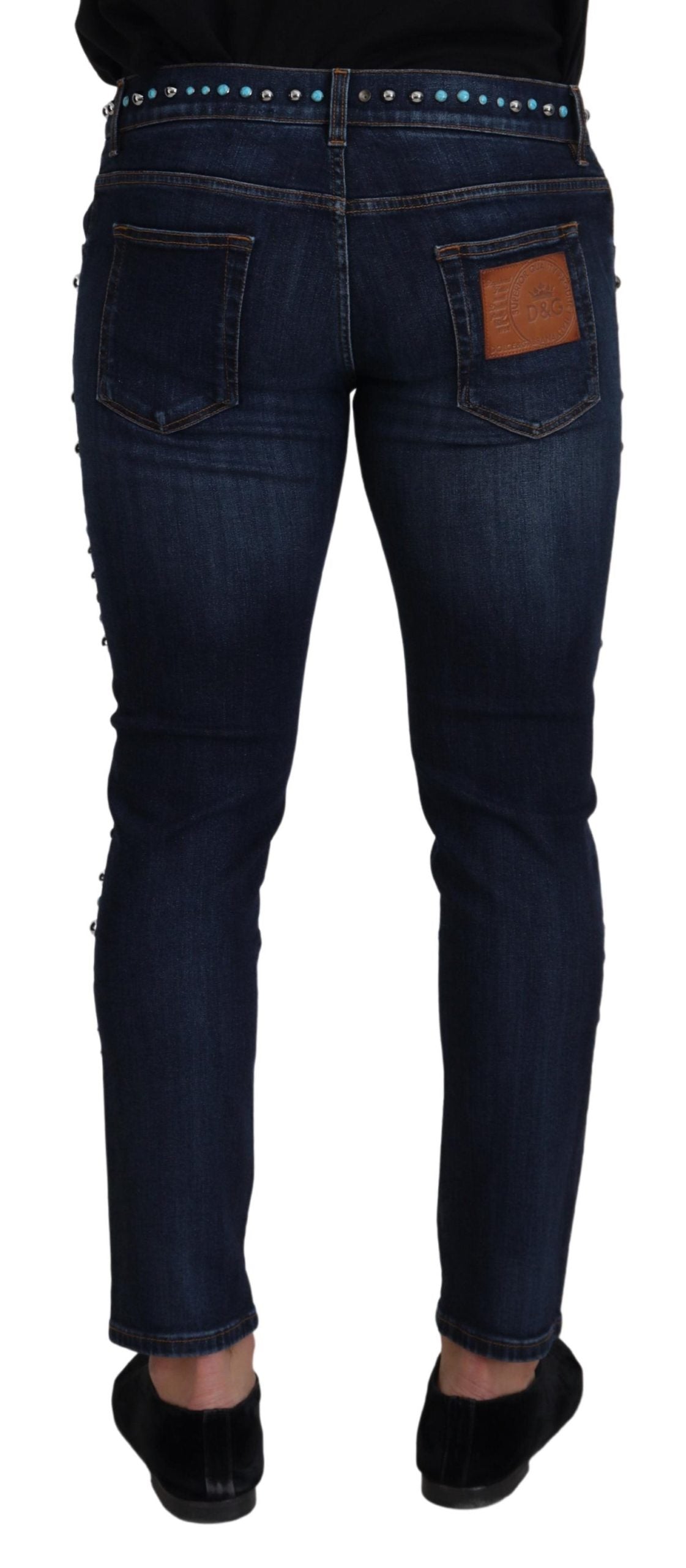 Jeans mit Nieten und Opulenz-Print