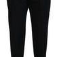 Elegante schwarze italienische Designerhose mit seitlicher Schnalle