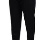 Elegante schwarze italienische Designerhose mit seitlicher Schnalle
