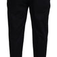 Elegante schwarze italienische Designerhose mit seitlicher Schnalle