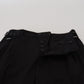 Elegante schwarze italienische Designerhose mit seitlicher Schnalle